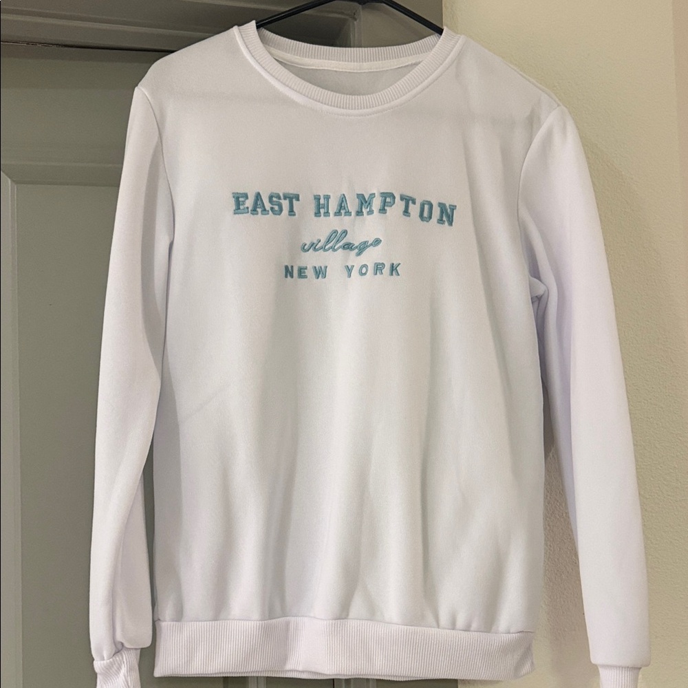 New York White Crewneck Sweater East Hampton